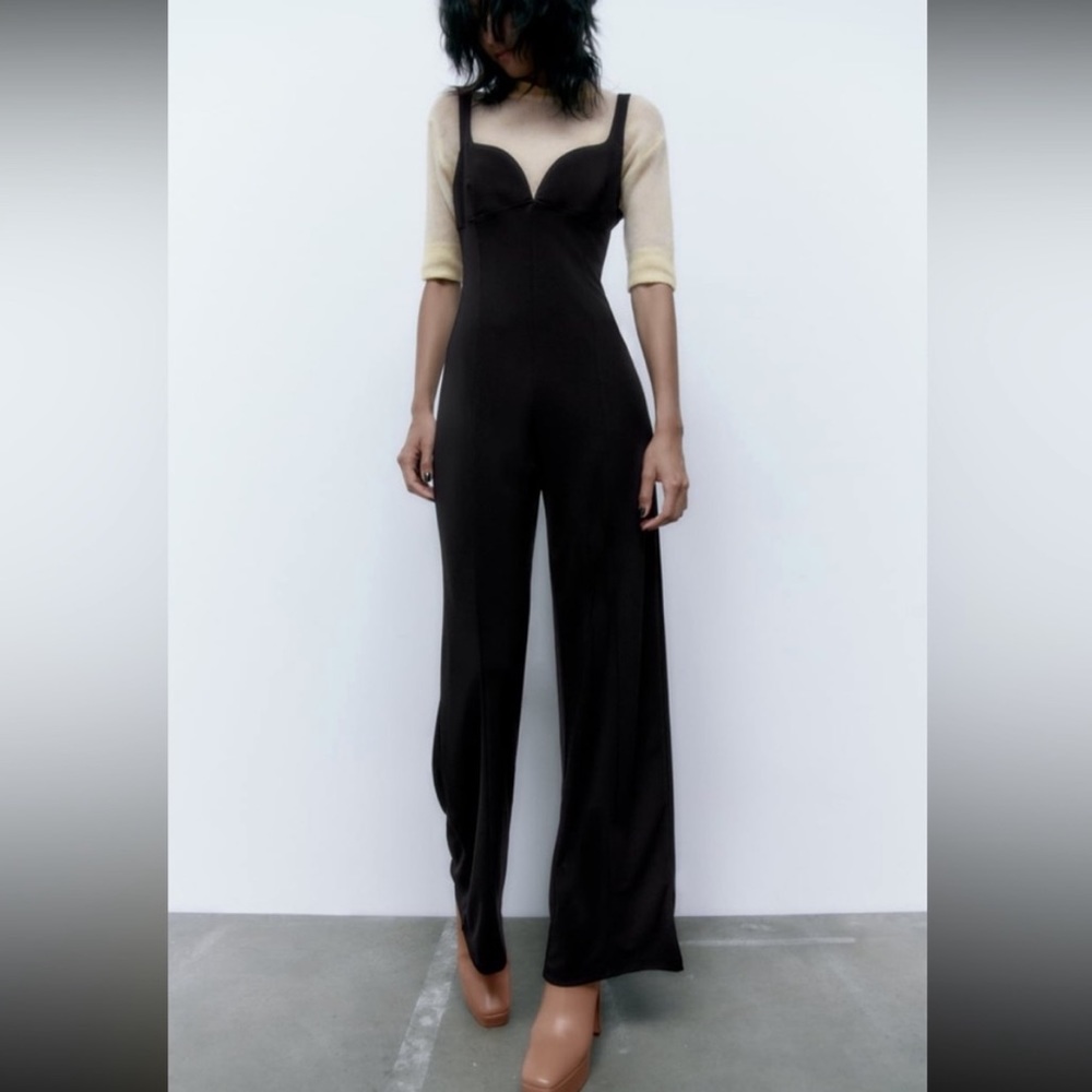 Zara Sweetheart Neckline Jumpsuit. NWT. Black. Size S.